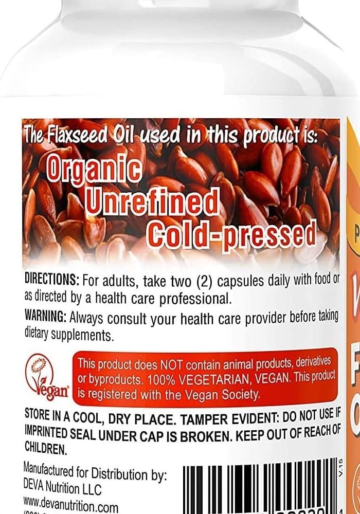 DEVA Premium Vegan Flaxseed Oil 500mg - 90 Vegan Capsules, 3 Pack - Image 5
